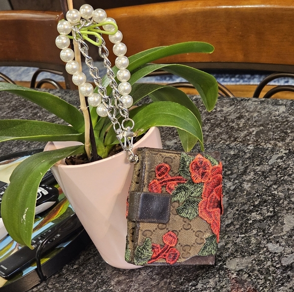 Gucci GG Web Canvas/Leather Trifold Wallet w/Patches & Wristlet Added - Picture 11 of 15